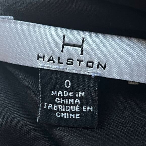 H Halston Black Gold Shimmer Ruffle Flutter Sleeve Dress Cocktail Party LBD 0 - Picture 11 of 14